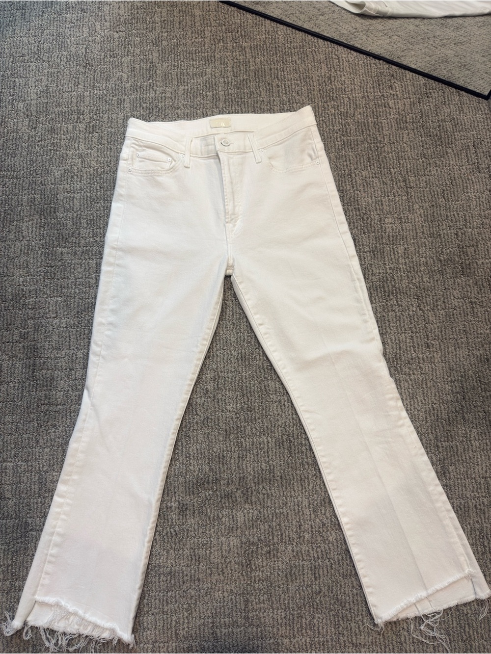 MOTHER The Insider Crop Step Fray Jeans Size 30 White Fairest of Them All